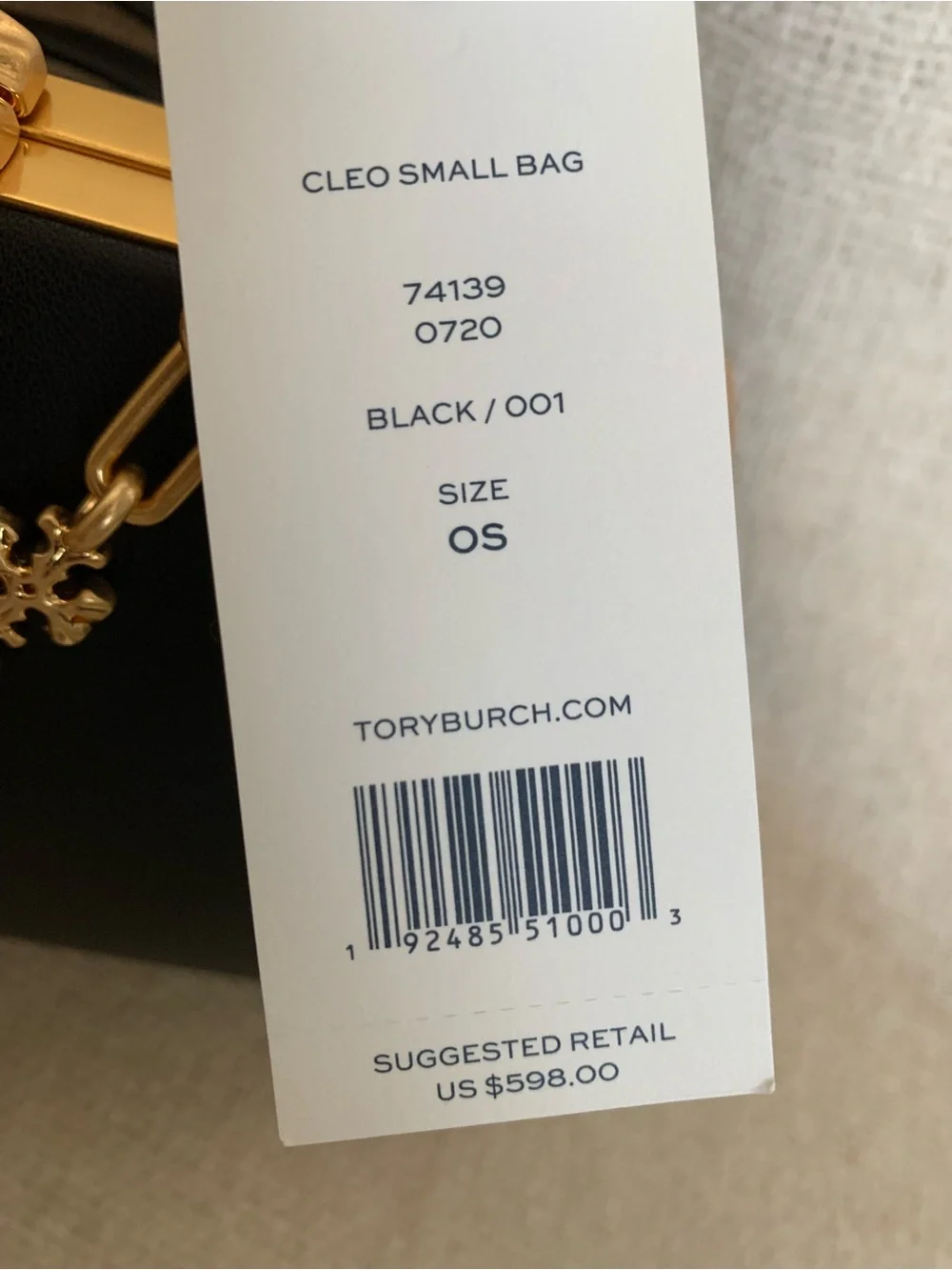 NEW Tory Burch Cleo Black Leather Small Kiss Lock Chain Handbag/Crossbody Bag
